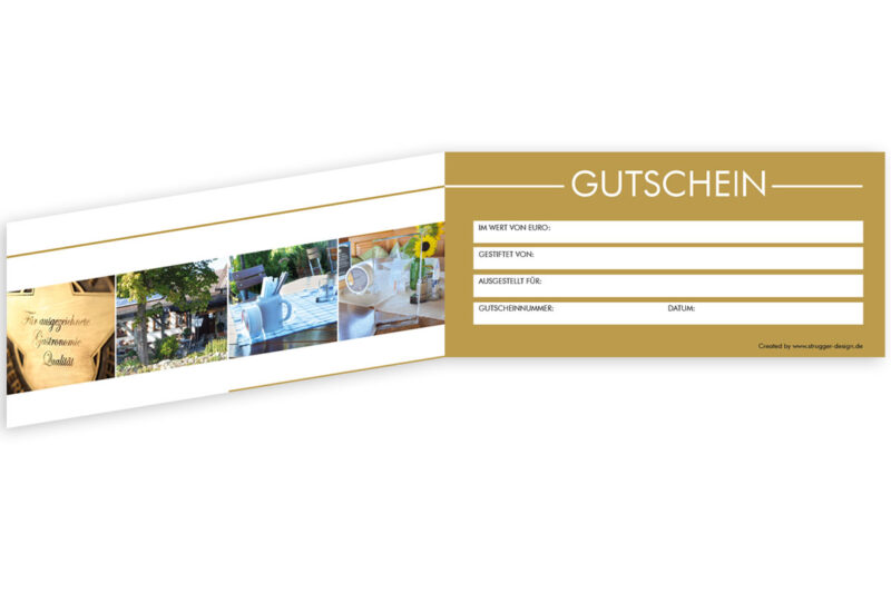 STURGGER DESIGN Referenz Gutschein Gaststätte Anstoss 1