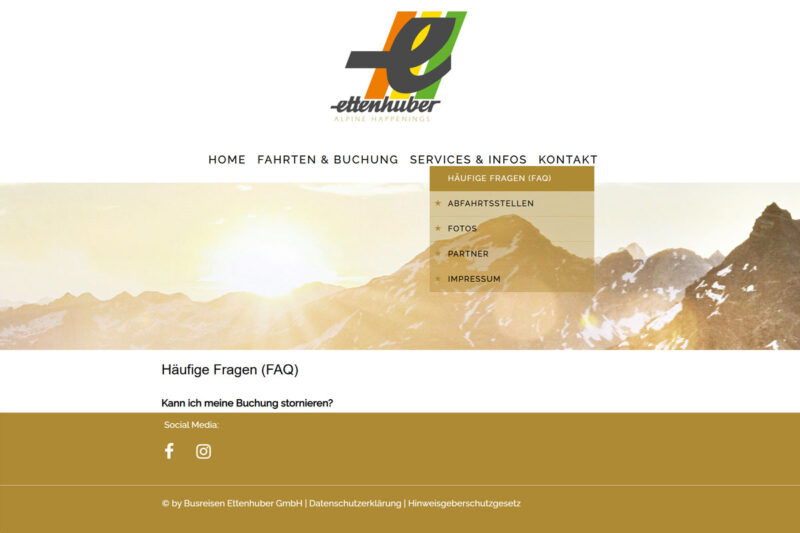 STURGGER DESIGN Referenz Website Ettenhuber Events 2